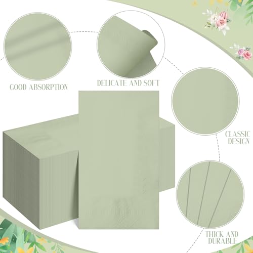 50 Pcs Sage Green Disposable Paper Napkins for Parties