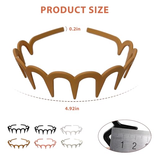 YONOY Zig Zag Shark Tooth Headbands - 6Pcs U Shaped Wavy Hair Bands