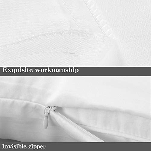 NTBAY Queen Satin Pillowcases with Hidden Zipper, Set of 2, White
