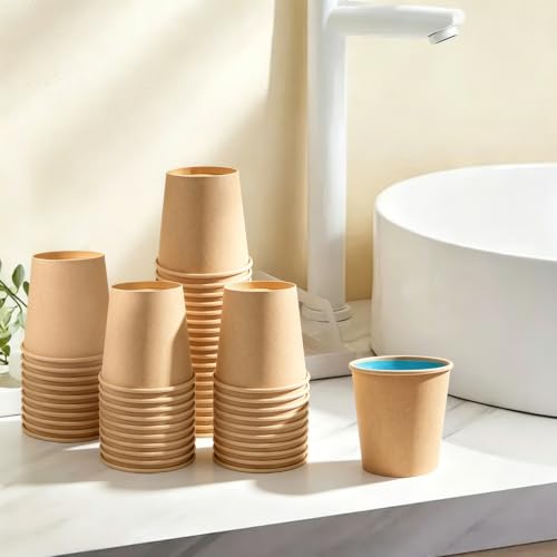 Lamosi 100 Count 3 oz Kraft Paper Cups - Disposable Small Coffee Cups