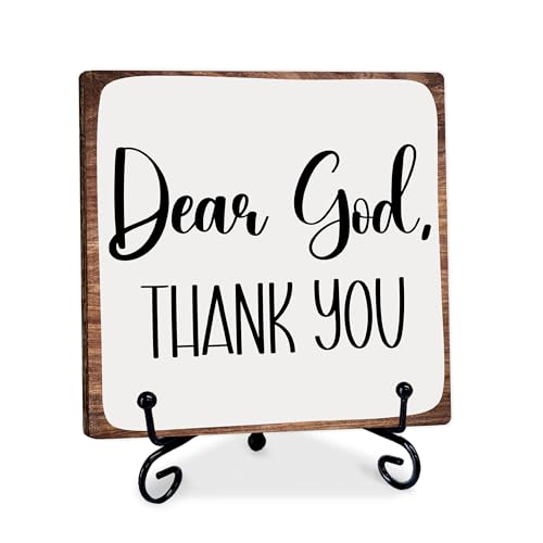 Christian Wooden Sign with Metal Stand - Rustic Faith Decor for Office & Home