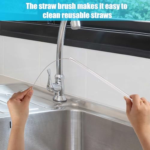 2pcs Straw Lid Attachment with 6pcs Straws Compatible with YETI Tumbler 20oz 30oz Travel Mug, BPA-Free Straw Lid Cup Accessories for Yeti Stronghold Lid Straw Parts Cover (Black White)