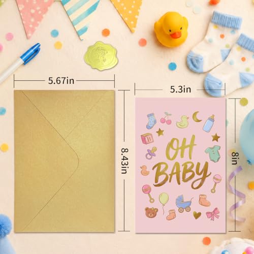 Oh Baby Shower Card for Expecting Mother with Gold Envelope