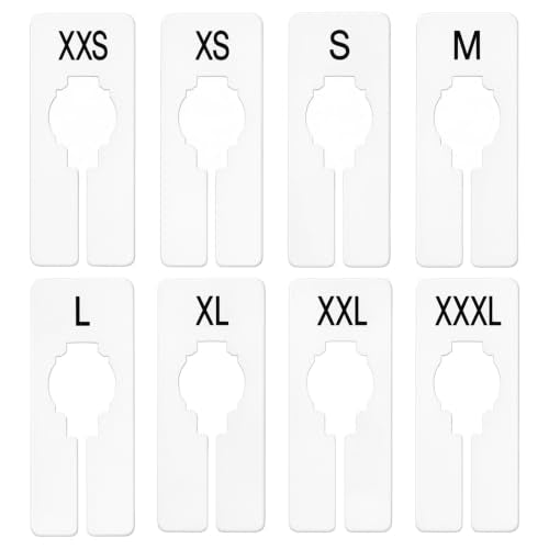 8 PCS Rectangular Closet Size Dividers - XXS to XXXL Clothing Rack Markers