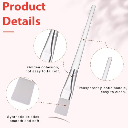 JJUNW 5 Pcs Facial Mask Brush Set, Soft Nylon Bristles with Clear Handle