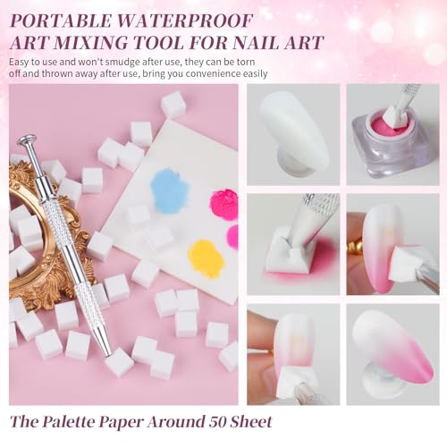 EARLMONI Ombre Nail Sponge and Palette Kit with Grabbing Pen