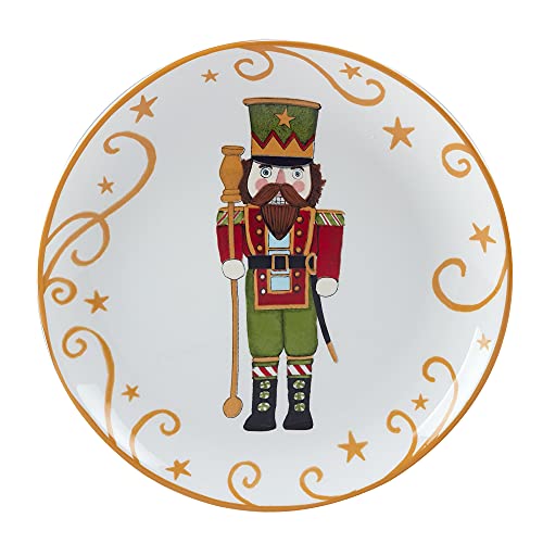 Holiday Magic Nutcracker Dessert Plates Set of 4 - Medium 9 Inch Christmas Dinnerware