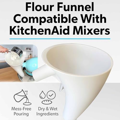 Flour Funnel Attachment for KitchenAid Tilt-Head Mixers - White