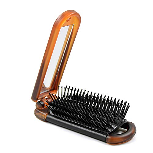 Ancable Travel Hair Brush with Mirror Mini Folding Hairbrush for Women