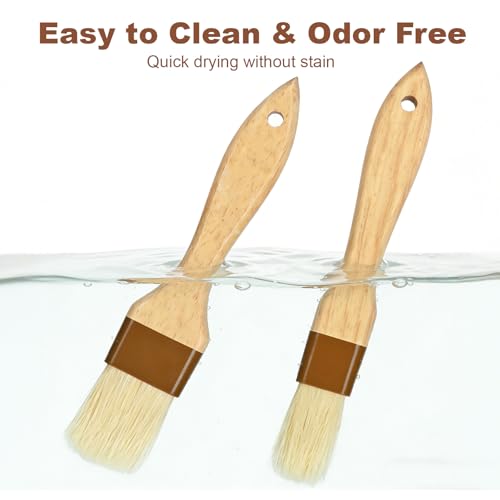4-Piece Natural Bristle Basting Brush Set, 1-inch and 1.5-inch Sizes