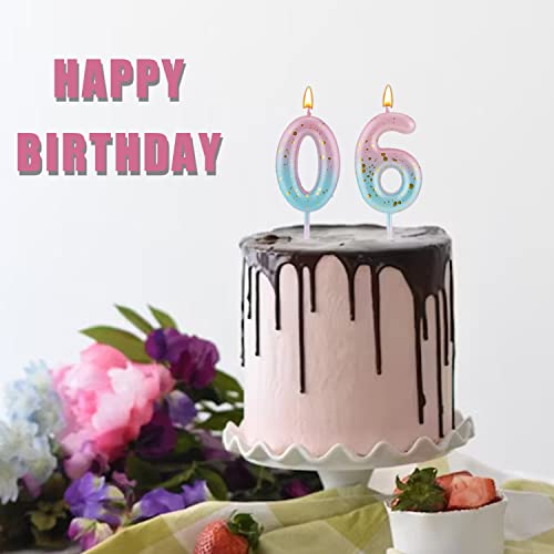 Pink Blue Gradient Birthday Number Candles for Cake