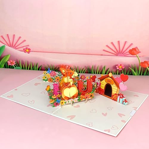 Corgi Pop-Up Card - 3D Valentine's Day Greeting Card