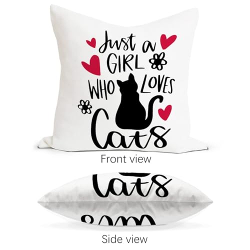 Just a Girl Who Loves Cats Flannel Throw Pillow Cover 18x18