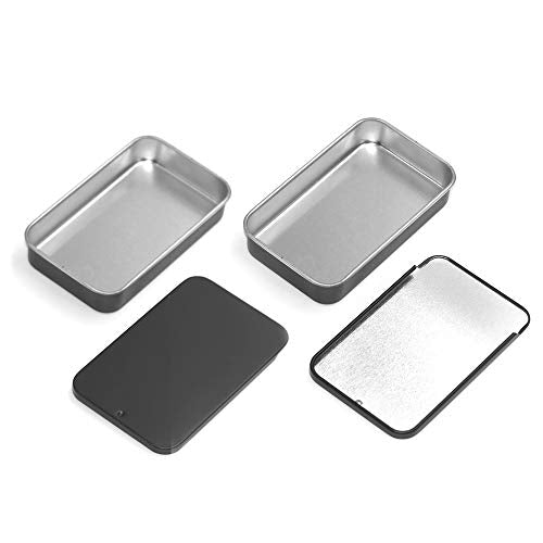 Gere 6-Pack Black Metal Slide-Top Tin Boxes for Small Storage