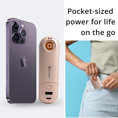 ADOTEM Pink 4-in-1 Portable Handheld Fan with Power Bank, Mirror & Flashlight