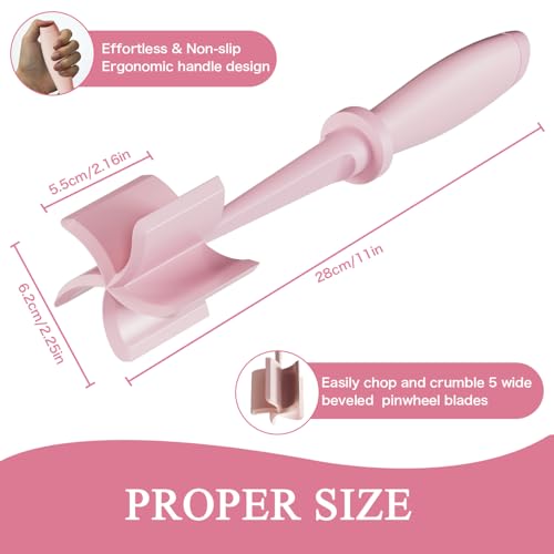 Efficient Meat Chopper Tool with 5 Curved Blades - Pink