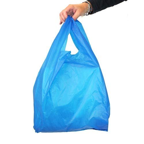 AlfaEx 100 Blue Vest Plastic Carrier Bags - 11" x 17" x 21" Strong Reusable