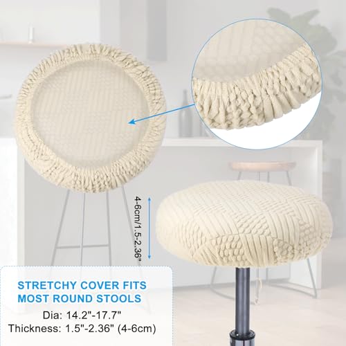PATIKIL Round Bar Stool Cover, Stretchy Velvet Seat Slipcover for 14-18" Beige