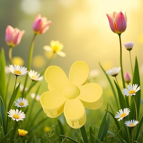 Qemixly Yellow Flower Hair Claw Clips Anti-Scratch Strong Hold Jaw Clips