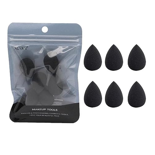 6Pcs Mini Makeup Sponge Set - Soft Black Beauty Blenders for Foundation