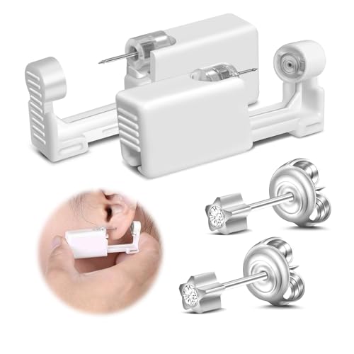 2 Pack Disposable Ear Piercing Gun Kit - Safe Sterile DIY Tool