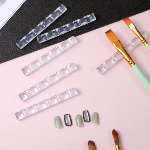 6 Pack Acrylic Nail Art Brush Holder Stand Transparent Rest Organizer