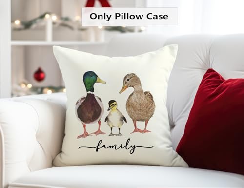 Family Duck Throw Pillow Cover 18x18, Decorative Farm Animal Cushion Case