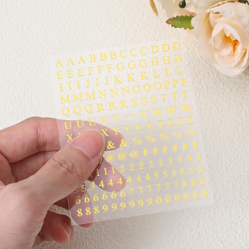Skrfren 8 Sheets Holographic Letter & Number Nail Stickers - 3D Self-Adhesive Alphabet Decals