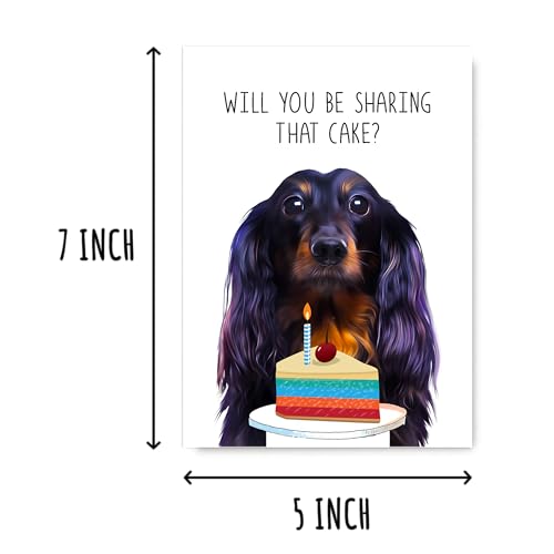 Dachshund Birthday Card - Will You Be Sharing That Cake?