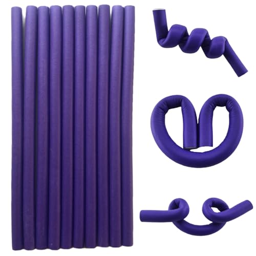 Flexible Foam Hair Rollers 10pcs No Heat Soft Twist Curlers Purple