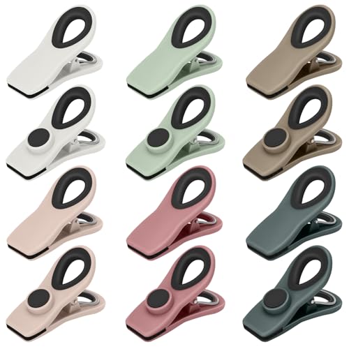 TACGEA 12pcs Magnetic Bag Clips - Air Tight Food Storage Clips in Neutral Colors