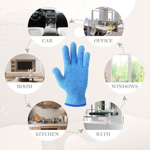 Evridwear Microfiber Dusting Gloves for Plants & Blinds - Blue, Small/Medium