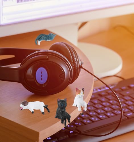 8 Pcs Mini Cat Desk Figurines - Cute Resin Decor for Home & Office