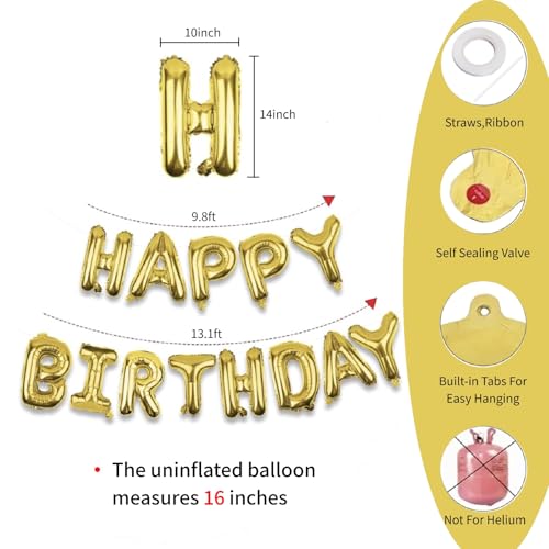 16" Happy Birthday Foil Letter Balloons Banner Set for Party Decor