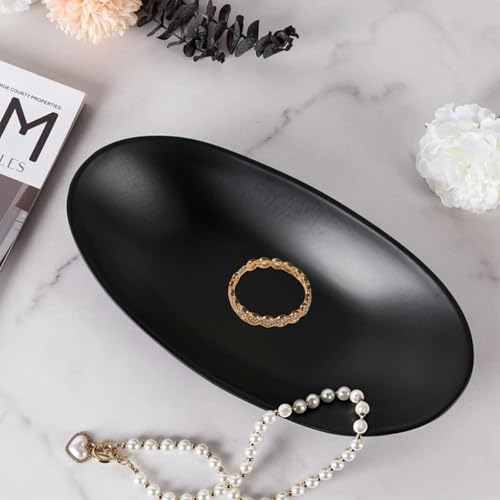 Elegant Black Jewelry Tray Organizer for Rings and Keys
