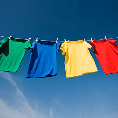 50 Ft Cotton Clothesline Rope with Metal Hooks - White Laundry Drying Line