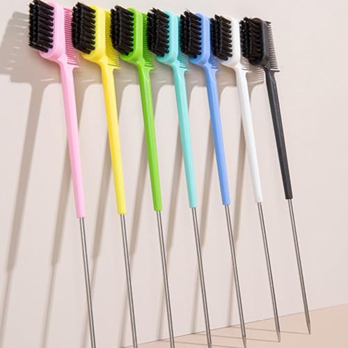 Double Sided Hair Edge Brush and Tail Comb for Styling and Eyebrows