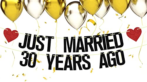 30th Wedding Anniversary Banner Black Red Glitter Party Decor