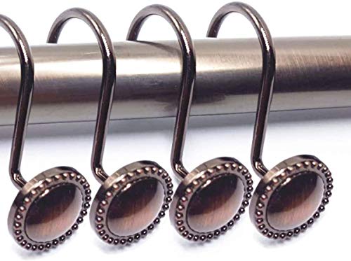 Heavy Duty Zinc Alloy Shower Curtain Hooks - Oil Rubbed Bronze, Set of 12