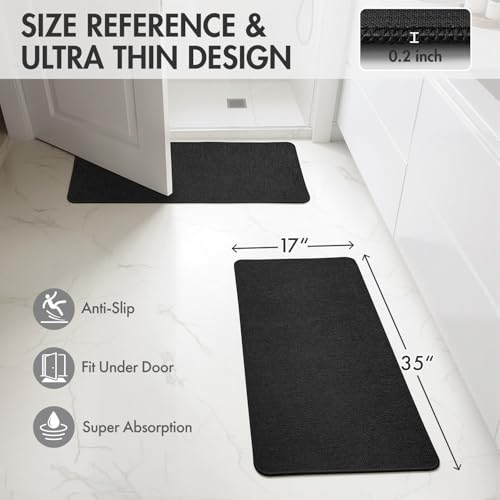 MIULEE Thin Bathroom Rugs Set of 2, 17x35 Inch Non-Slip Mats