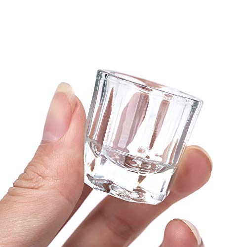 Rolabling Clear Glass Nail Dappen Dish for Acrylic Powder and Monomer Liquid