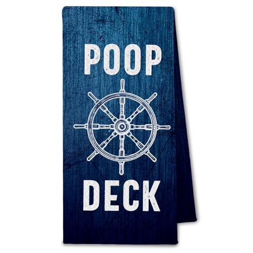 Nautical Ocean Kitchen & Bathroom Towels - 16x24 Inch, Navy Blue