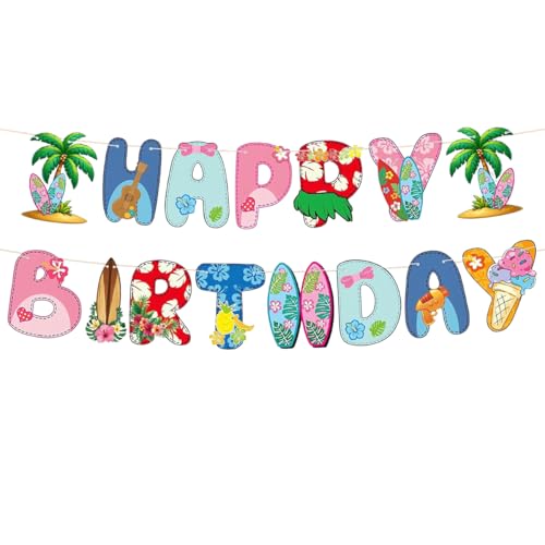 Hawaiian Birthday Banner - Tropical Luau Party Decor