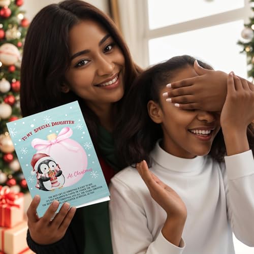 Funny Christmas Card for Daughter with Red Envelope – Premium Quality