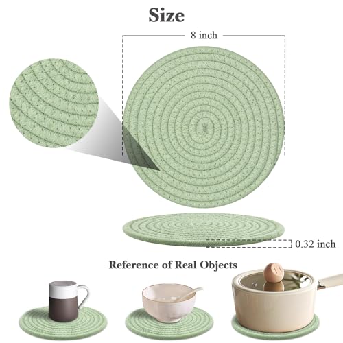 Dakartoon 8-Inch Cotton Trivets for Hot Dishes - Set of 4, Green