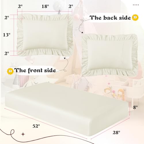 KKJIAF 3 Piece Toddler Sheet Set - Soft Microfiber with Ruffle Pillowcase