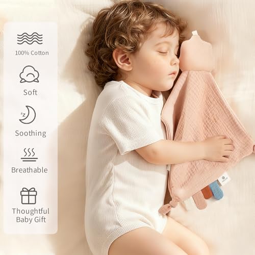 Muslin Baby Lovey Security Blanket - Soft Khaki & Beige Clouds