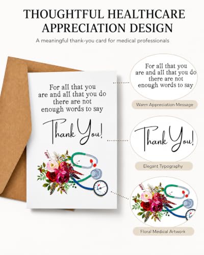 Nurse Thank You Card for Doctors and Healthcare Workers, 5x7 in