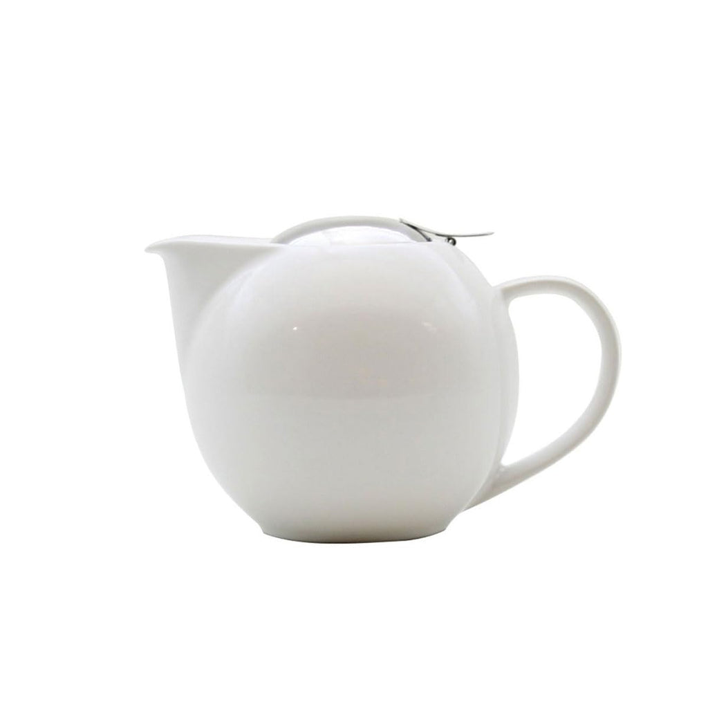 Zero Japan 34 oz Ceramic Teapot with Infuser for Loose Tea - Smooth-Pour Spout, Dishwasher Safe Large Ceramic Loose Leaf Tea Pot (Stainless Steel Infuser & Lid Removable), White
