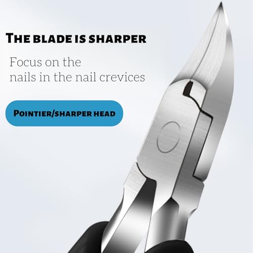 Ingrown Toenail Clippers for Thick Nails - Professional Stainless Steel Trimmer with Curved Blade & Soft Grip